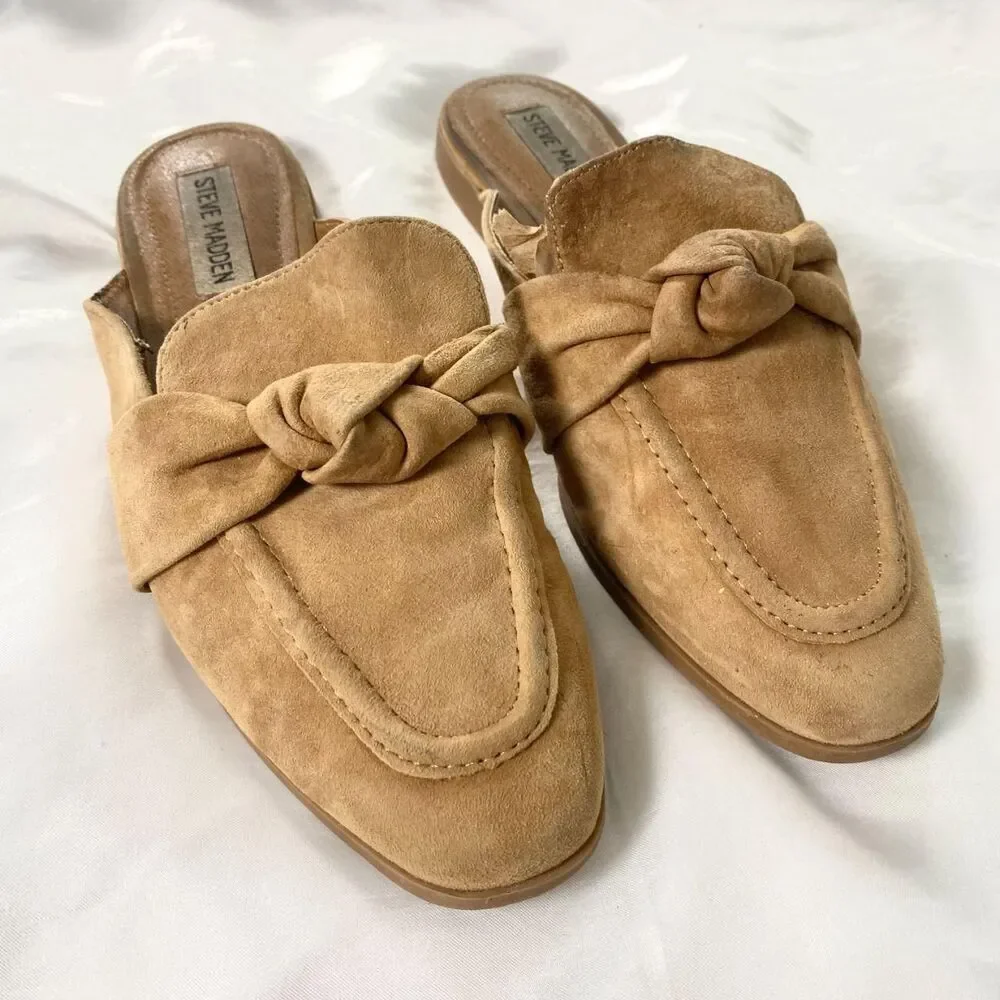 Steve Madden Euro Elegant Preppy Tan Suede Loafer Flats US 7.5